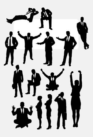 Businessman and businesswoman silhouettesのイラスト素材