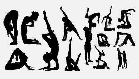 Fitness and yoga sport silhouetteのイラスト素材