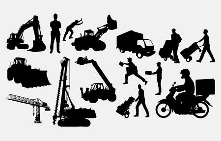 Construction delivery and courier silhouetteのイラスト素材