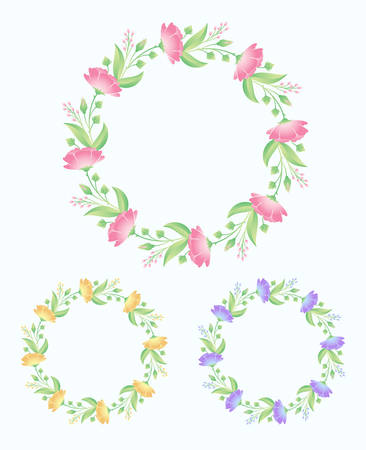Floral frame colorful and beautiful rose flowers and leaves template decoration.のイラスト素材