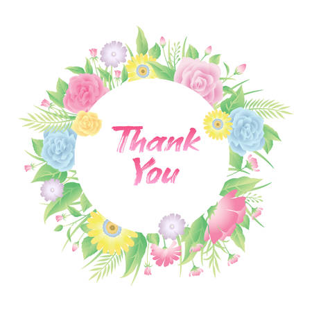 Floral frame colorful and beautiful rose flowers and leaves template decoration.のイラスト素材