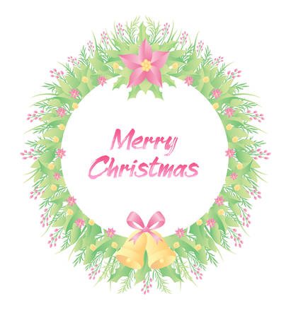 Floral frame colorful and beautiful rose flowers and leaves template decoration. Good use for Christmas event.のイラスト素材
