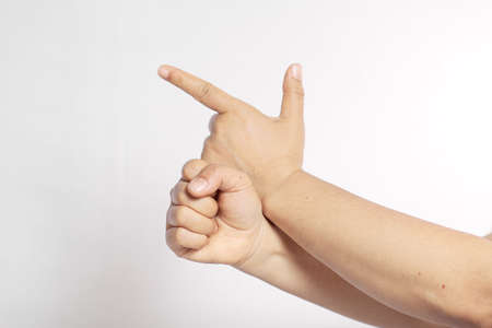 hand with thumb upの写真素材