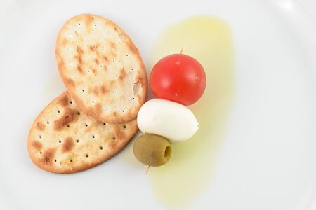 Italian flag food butterfly on dishの写真素材