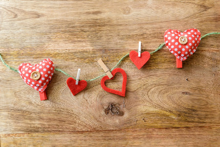 heart clothespins on string for valentine day