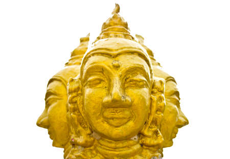 Buddha heads on white background - isolated, Thailand の写真素材