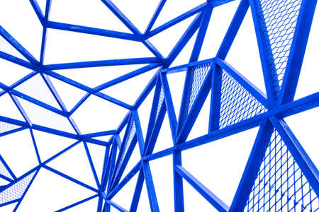 blue metal line perspective isolateの写真素材