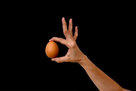 ok hand sign with eggの写真素材