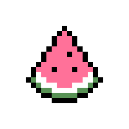 Vector pixel watermelon stickerのイラスト素材