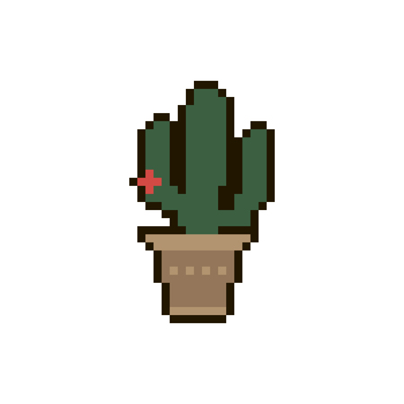 Vector pixel cactusのイラスト素材