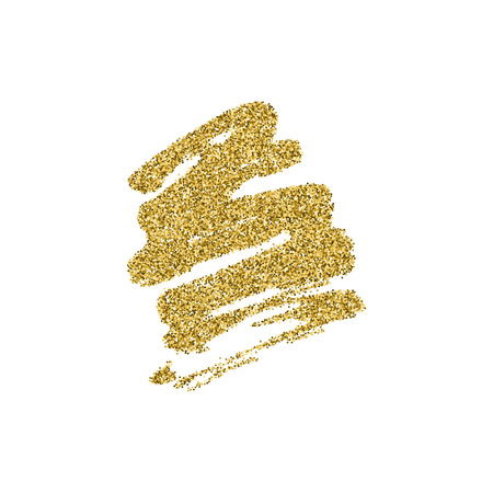 Abstract brush strokes with golg glitter texture isolated on white background. Glamour gliiering shine paint vector element.のイラスト素材