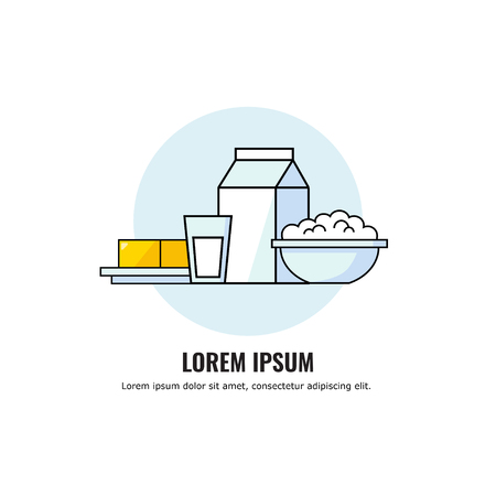 Milk products illustrationのイラスト素材