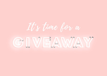 Giveaway pink neon electric letters illustration. Concept of advertising for seasonal offer with...