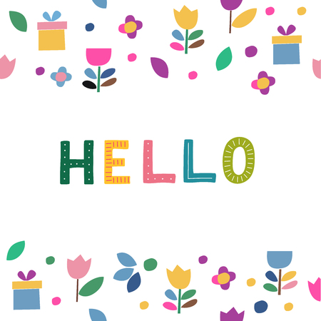 hello with spring backgroundの写真素材