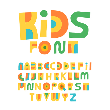 Cute hand drawn alphabet made in vector. Doodle letters for your design. Isolated different characters. Handdrawn display font for DIY projects and kids design.のイラスト素材