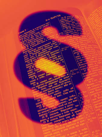 The image of the paragraph against the open book in infrared light.の写真素材