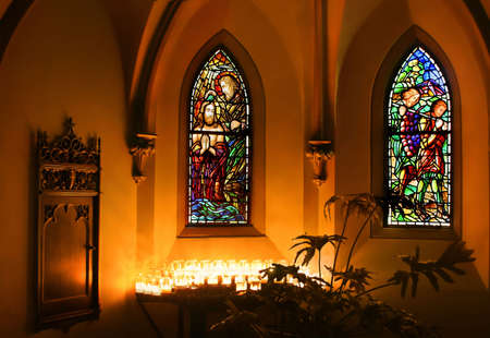 Intimate view of interior of small chapelのeditorial素材