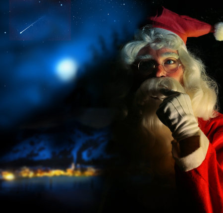 Nostalgic magical portrait of Santa Claus at the North Poleの写真素材