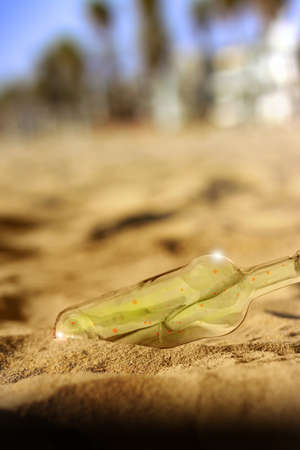 Message in a bottle on the beachの写真素材