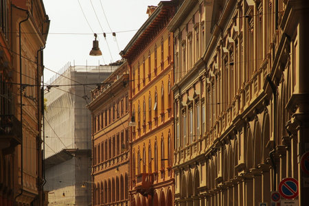 Several very old building in old Italian townの写真素材