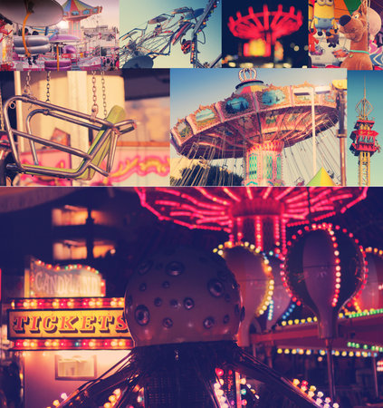 LOS ANGELES, CA, USA - FEBRUARY 3, 2014  Creative collage illustrating a day and night at fun...