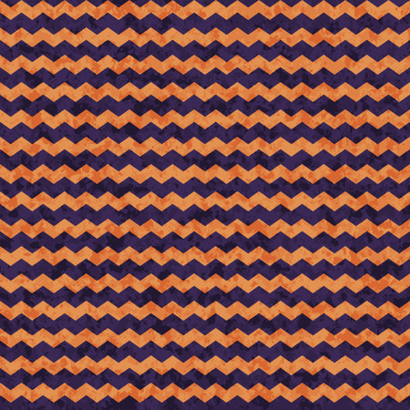 Abstract vector orange zig zag seamless pattern with rough grunge texture on the purple background....