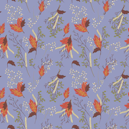 Autumn leaves seamless pattern. Vector background image of bouquets.のイラスト素材