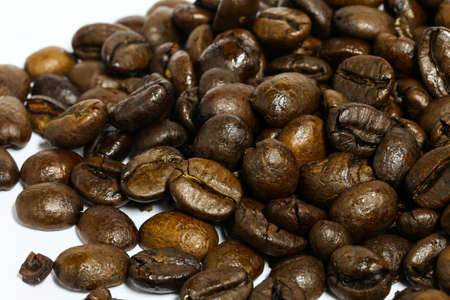 Coffee beans with white back groundの写真素材