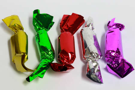 colorful candies collection set falling isolated on white background , Sweet candy の写真素材
