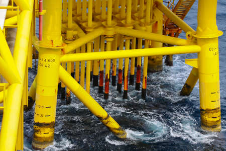 Oil and Gas Producing Slots at Offshore Platformの写真素材