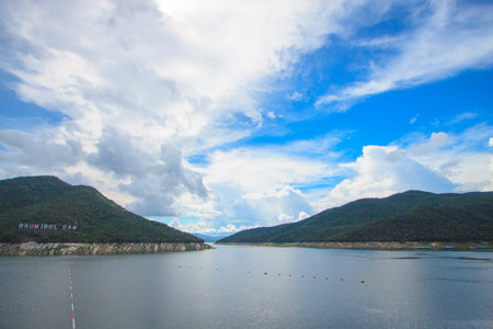 The power station at the Bhumibol Dam in Thailand  The dam is situated on the Ping Riverの写真素材