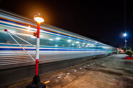 motion blur outdoor of high speed train in subway