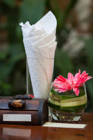 Mediterranean Restaurant Table - Dinner table outdoorsの写真素材