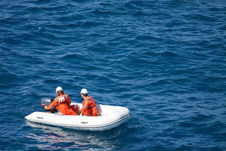 Lifeboat or rescue boat in offshore, Safety standard in offshore oil and gas の写真素材