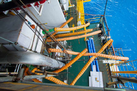 Air supply hose in industry job when open manhole or work in confined space area should be install supply hose for support worker, Safety rule when work with confined space area の写真素材