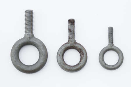 Silver hook screw isolated on white background,Dowel isolated on whiteの写真素材