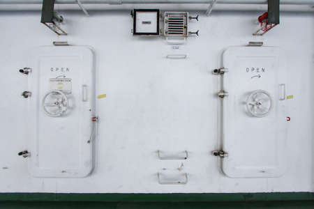 Water tight door on a ship, Exit door or emergency door の写真素材