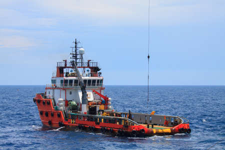 Crew and Supply Vessel offshore or Supply Boatの写真素材