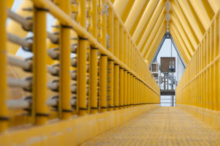 Gangway or walkway linked between production platform and living quarterの写真素材