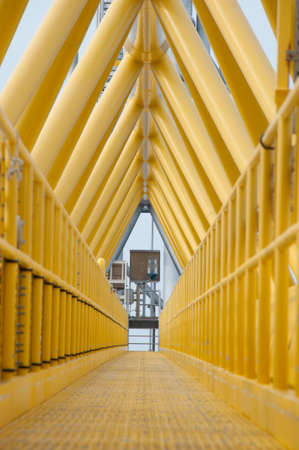 Gangway or walkway linked between production platform and living quarterの写真素材