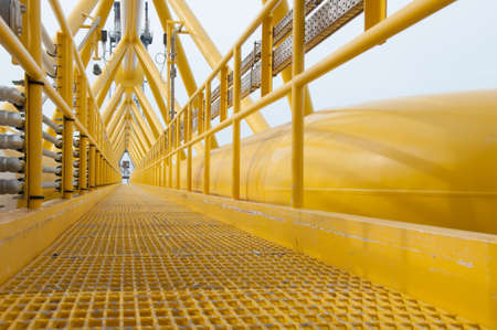 Gangway or walkway linked between production platform and living quarterの写真素材