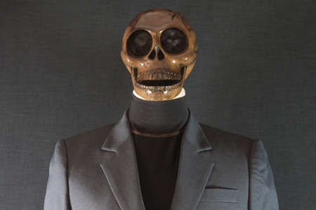 Human skull on a black background. の写真素材