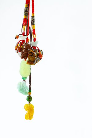 red chinese fetish on white background, for chinese new year backgroundの写真素材