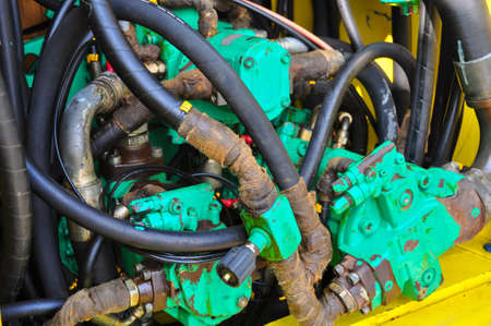 hydraulics equipment, hydraulics system in industry or hard work.の写真素材