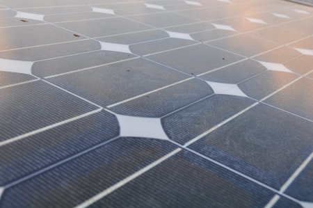 solar cell with sunlight background, Green energy or safe energy.