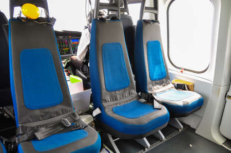 Helicopter interior and seats for passengerの写真素材