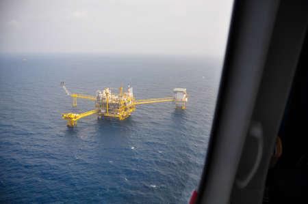 Oil and gas platform in the gulf or the sea, The world energy, Offshore oil and rig construction.の写真素材