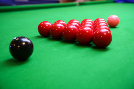 Snooker ball on snooker table, Snooker or Pool game on green table, International sport.