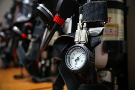 firefighter suit and equipment ready for operation.の写真素材