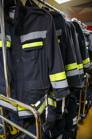 firefighter suit and equipment ready for operation.の写真素材